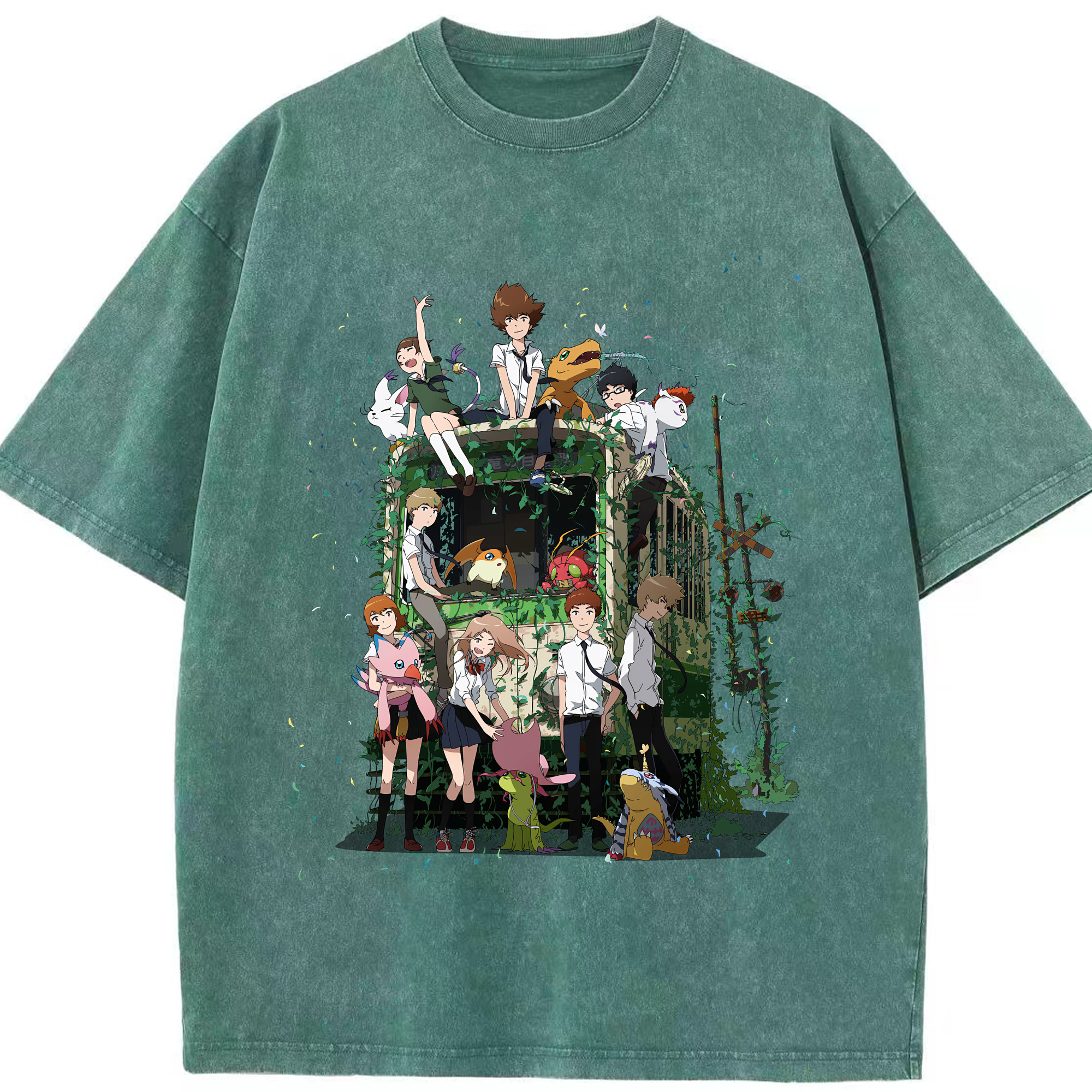 （画像用） Digimon デジタルモンスター/デジモン 綿100% ヴィンテージ風 半袖Tシャツ（フロントプリント）